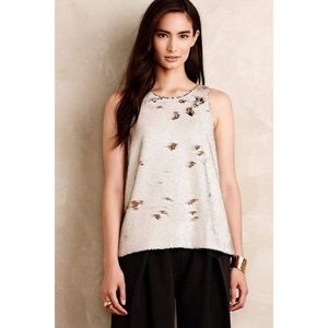 PAPER CROWN, Sequined, Cream, Gold, Sleeveless, Tank, Medium, Party